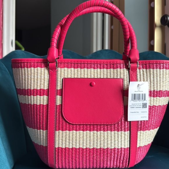 Kate Spade Cruise Pink Woven Tote Bag - Picture 2 of 7